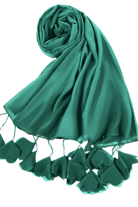 Soft Chiffon Tassel Hijab | Aqua Green