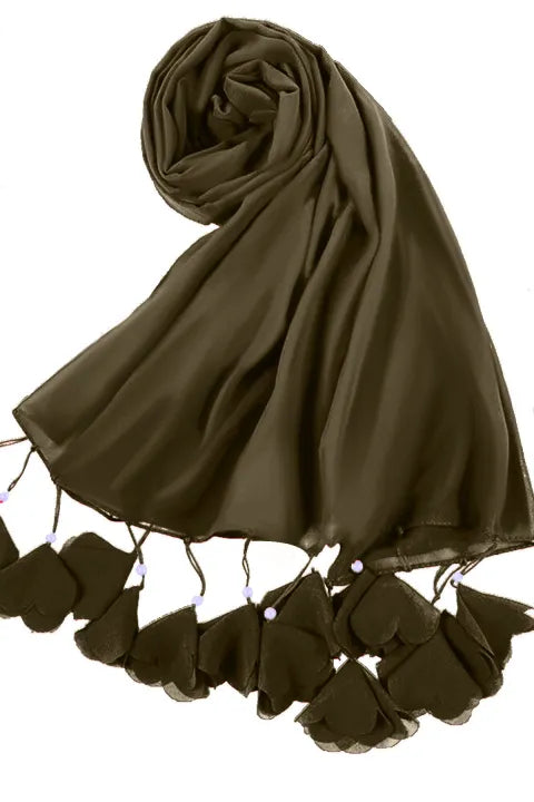 Soft Chiffon Tassel Hijab | Black