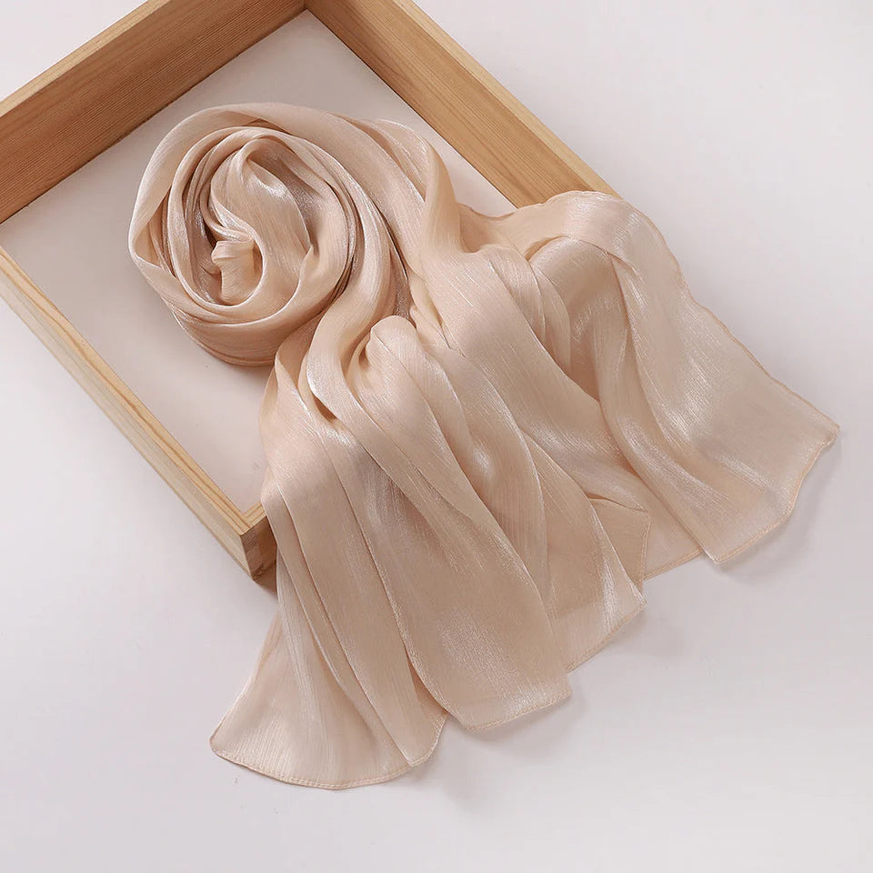 Organza Silk Hijab | Creamy White