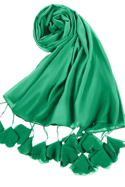Soft Chiffon Tassel Hijab | Green