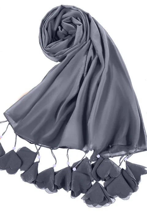 Soft Chiffon Tassel Hijab | Gray