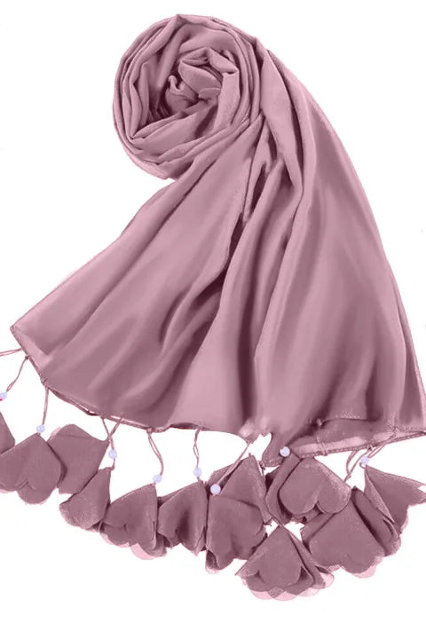 Soft Chiffon Tassel Hijab | Greyish Pink