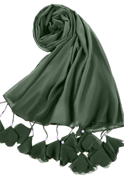 Soft Chiffon Tassel Hijab | Lunar Green