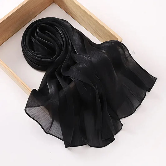 Organza Silk Hijab | Midnight Black