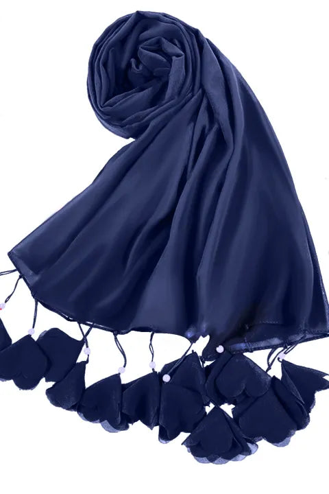 Soft Chiffon Tassel Hijab | Navy