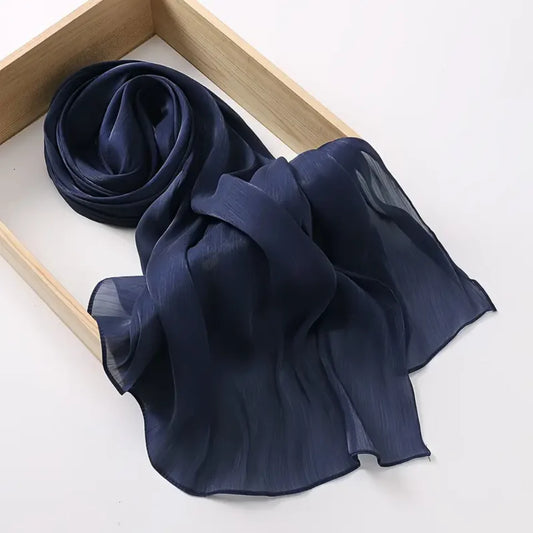 Organza Silk Hijab | Navy Blue
