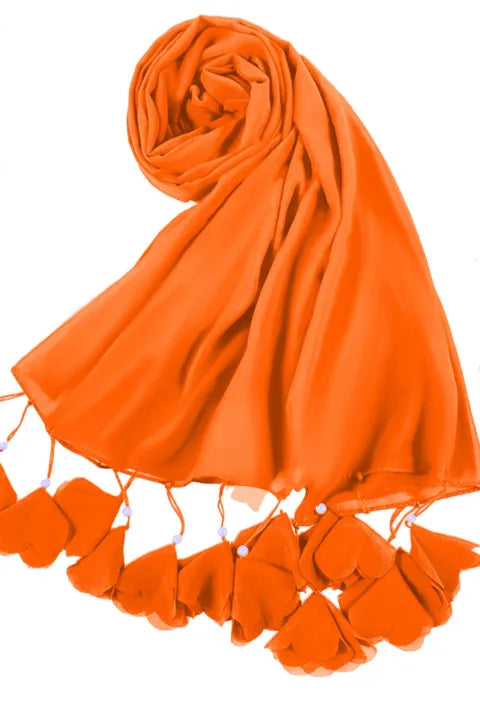Soft Chiffon Tassel Hijab | Orange