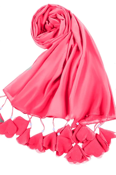 Soft Chiffon Tassel Hijab | Pinkish Red
