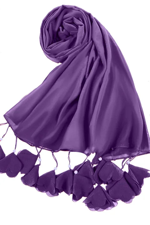 Soft Chiffon Tassel Hijab | Purple