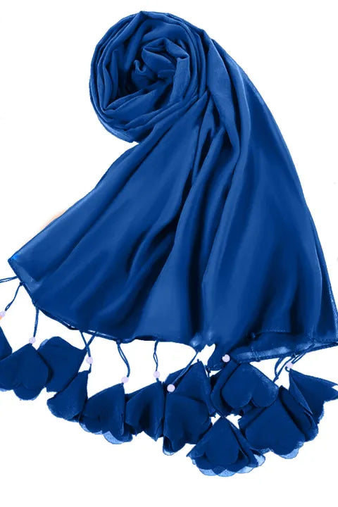 Soft Chiffon Tassel Hijab | Royal Blue