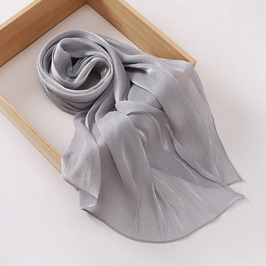 Organza Silk Hijab | Silver