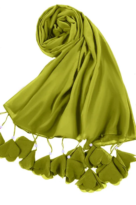 Soft Chiffon Tassel Hijab |  Trendy Green
