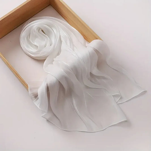 Organza Silk Hijab | White Pearl